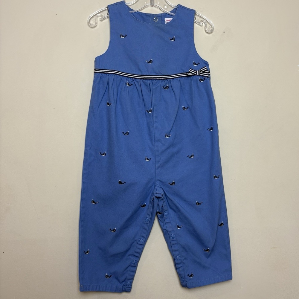 Gymboree Whale Watching Girls 18-24 M Blue Overall Romper Embroidered